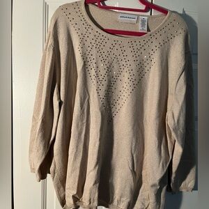 Alfred Dunner Gold Shimmer Studded Sweater